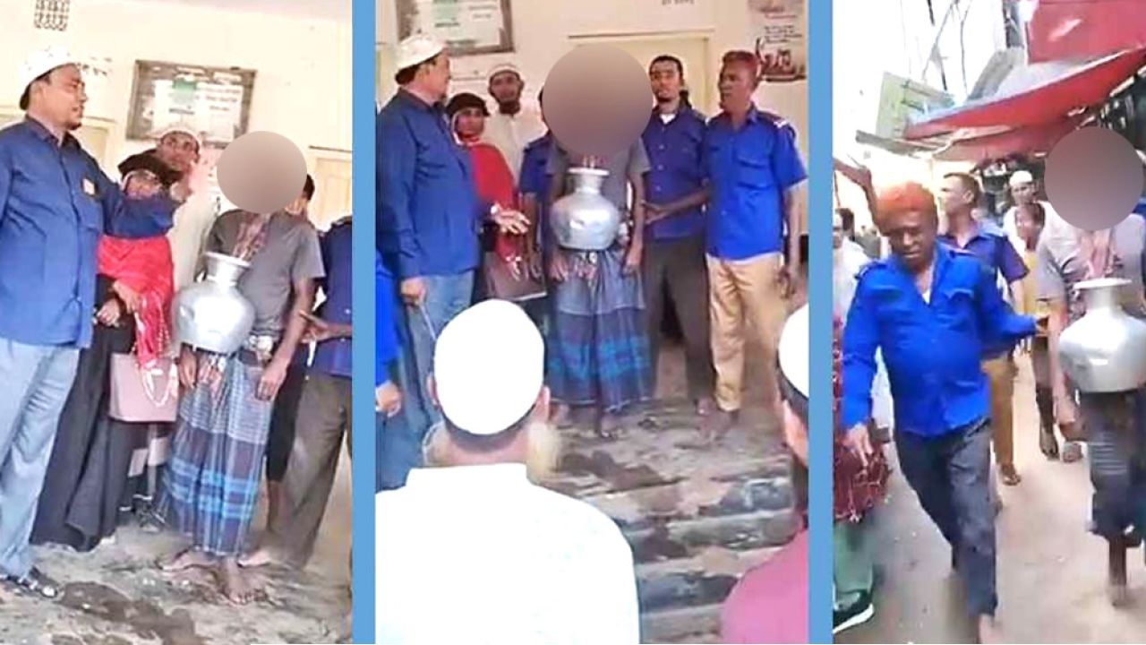 বৃদ্ধা মাকে ভাত না দেওয়ায় ছেলের গলায় কলসি বেঁধে ঘোরালেন চেয়ারম্যান