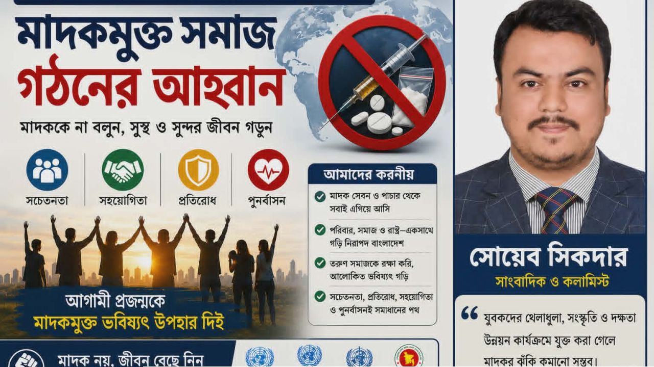 মাদকরোধে সমন্বিত উদ্যোগের প্রয়োজন: সাংবাদিক সোয়েব সিকদার